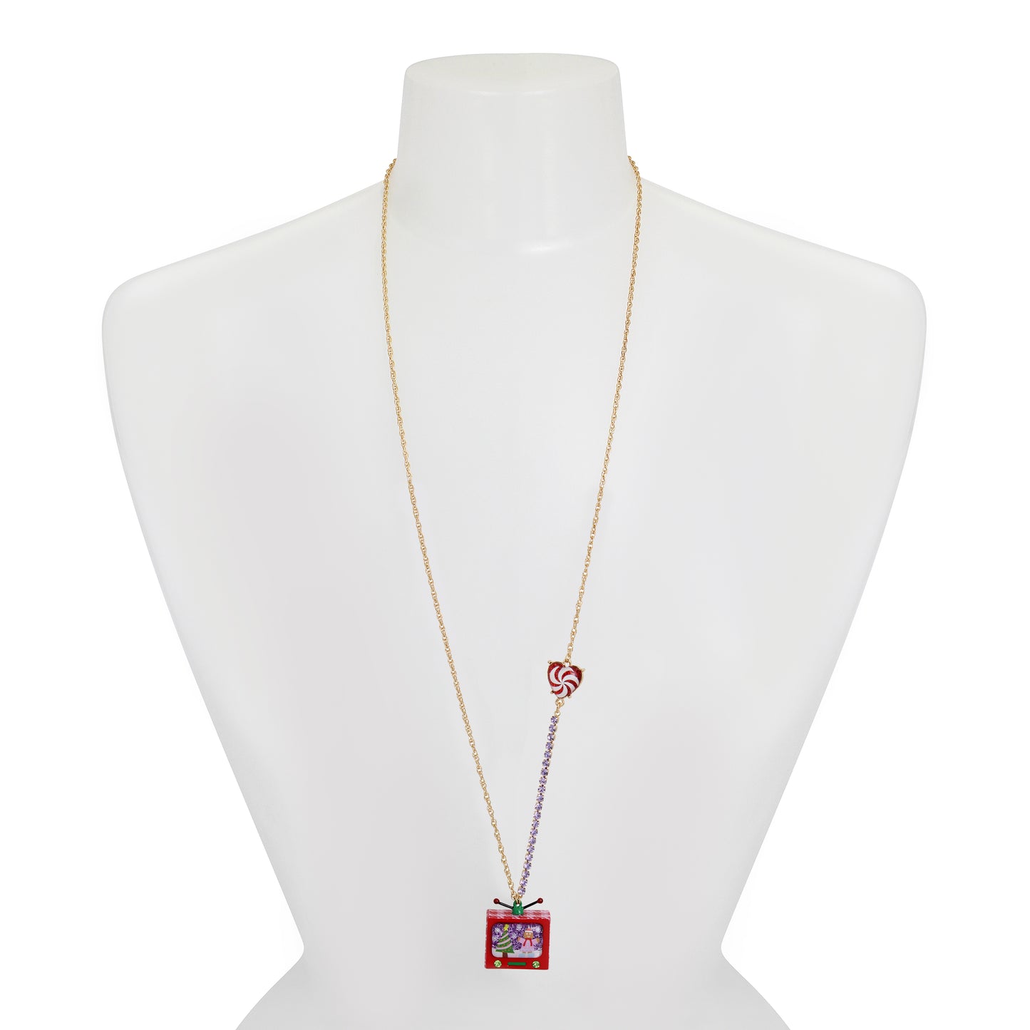 Betsey Johnson Jingle Bell Bling Christmas TV Pendant Necklace