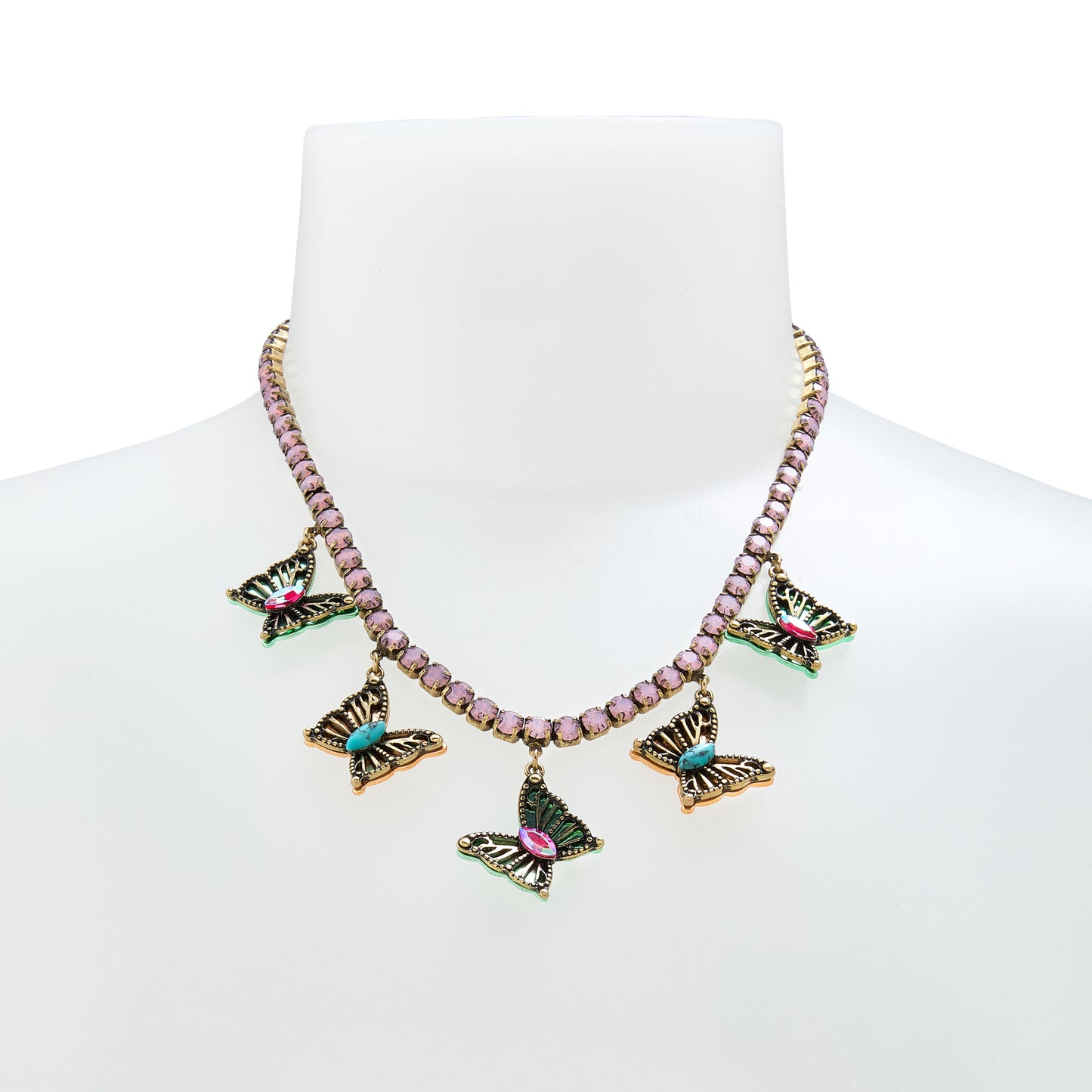 Betsey Johnson Boho Butterfly Bib Tennis Frontal Necklace