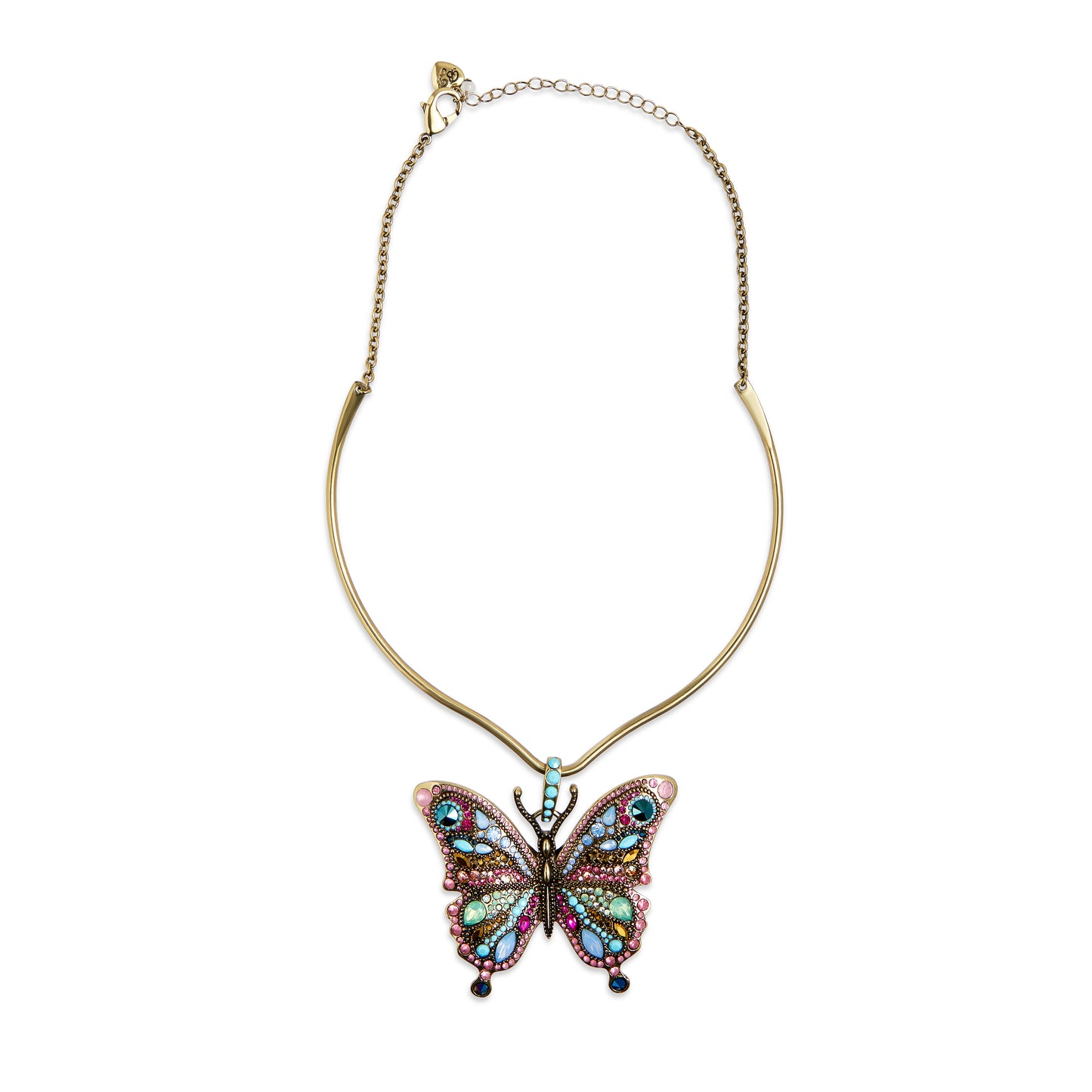 Betsey Johnson Boho Butterfly Stone Round Wire Necklace