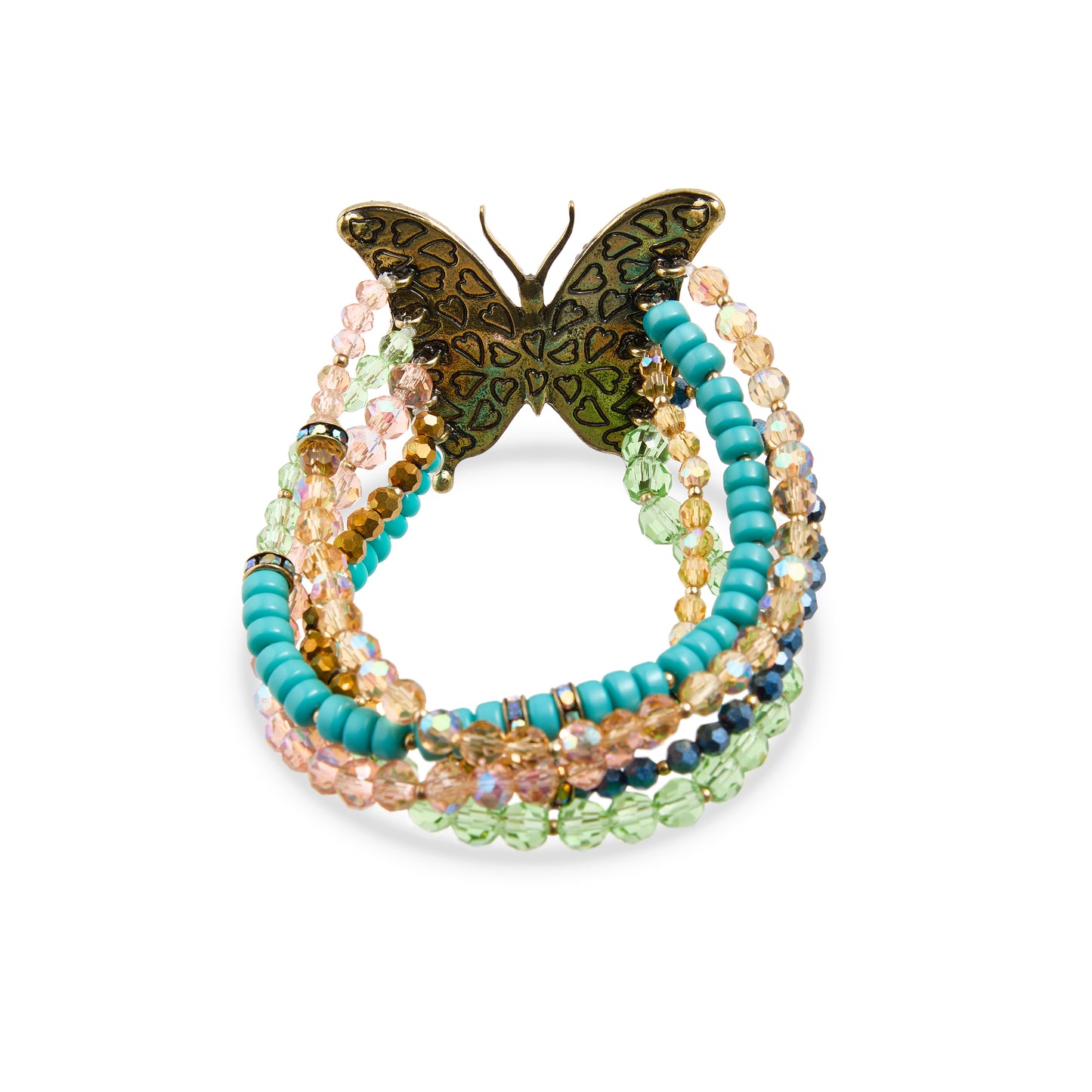 Betsey Johnson Boho Butterfly Beaded Stretch Bracelet