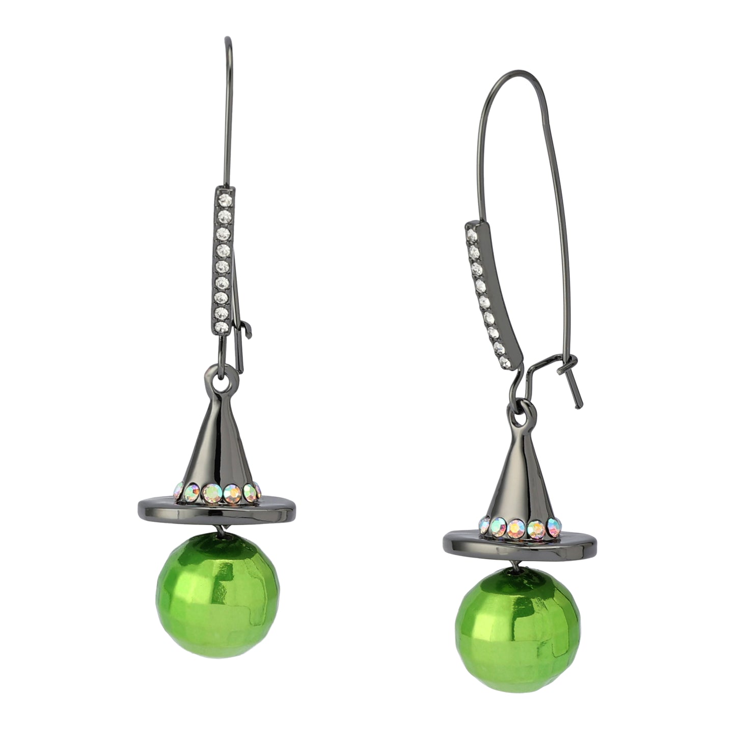 Betsey Johnson Disco Witch Hat Drop Earrings Green