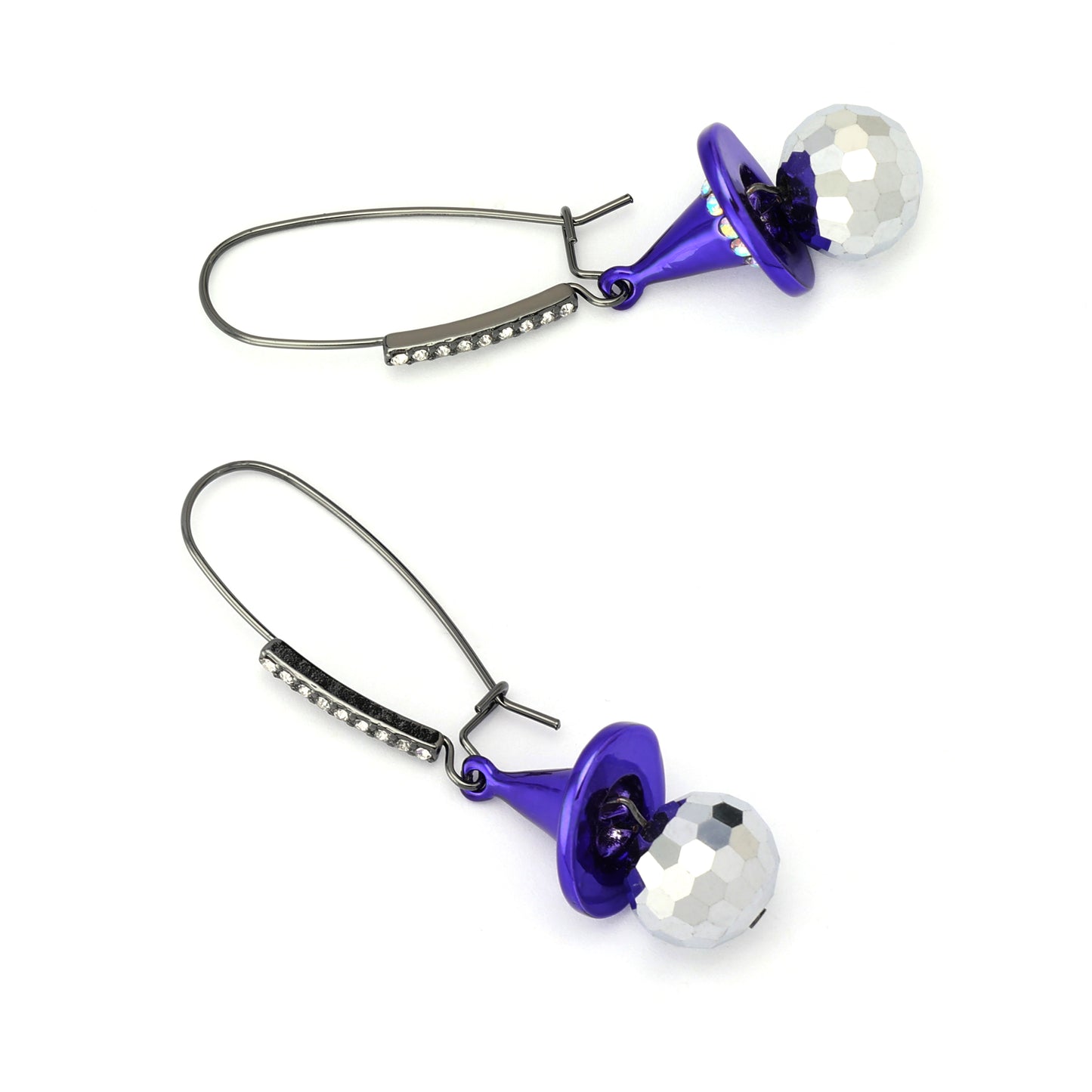 Betsey Johnson Disco Witch Hat Drop Earrings Purple
