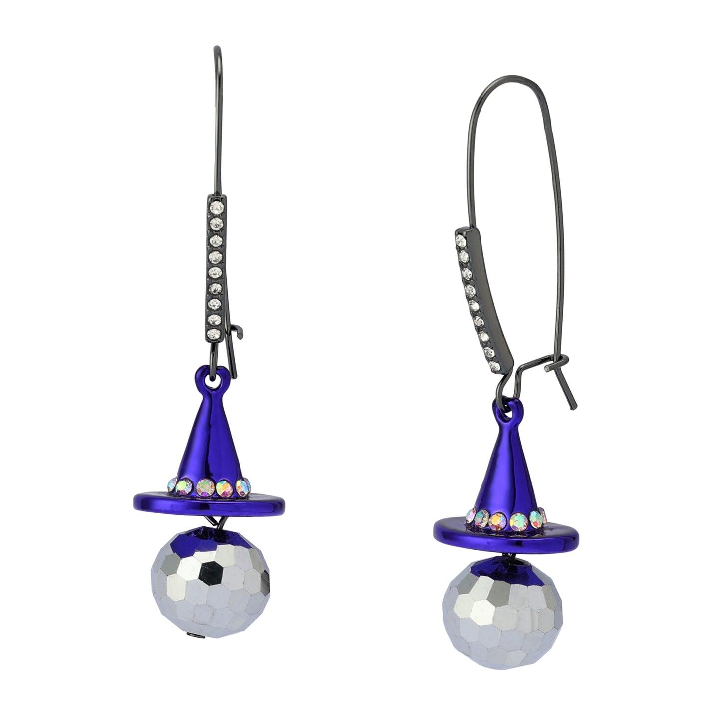 Betsey Johnson Disco Witch Hat Drop Earrings Purple