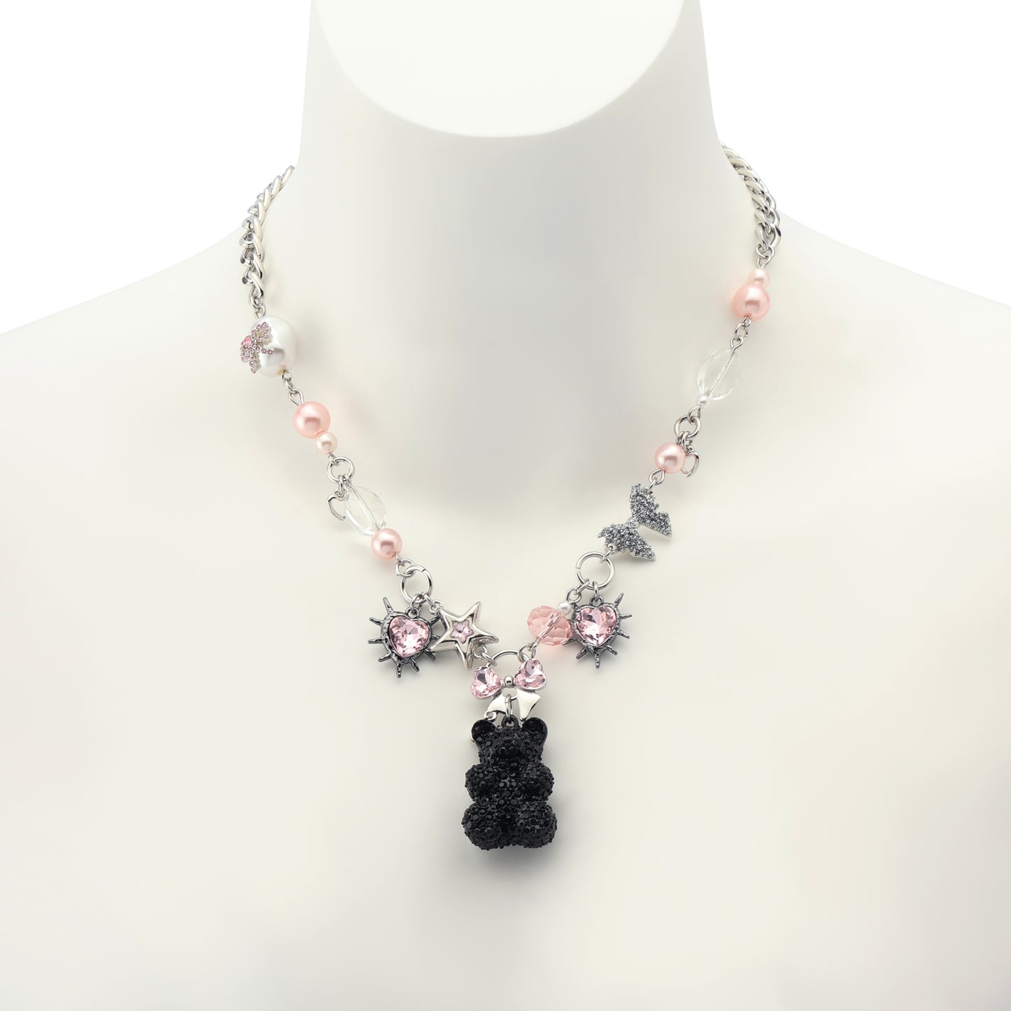 Betsey Johnson Teddy Bear Charm Bib Necklace