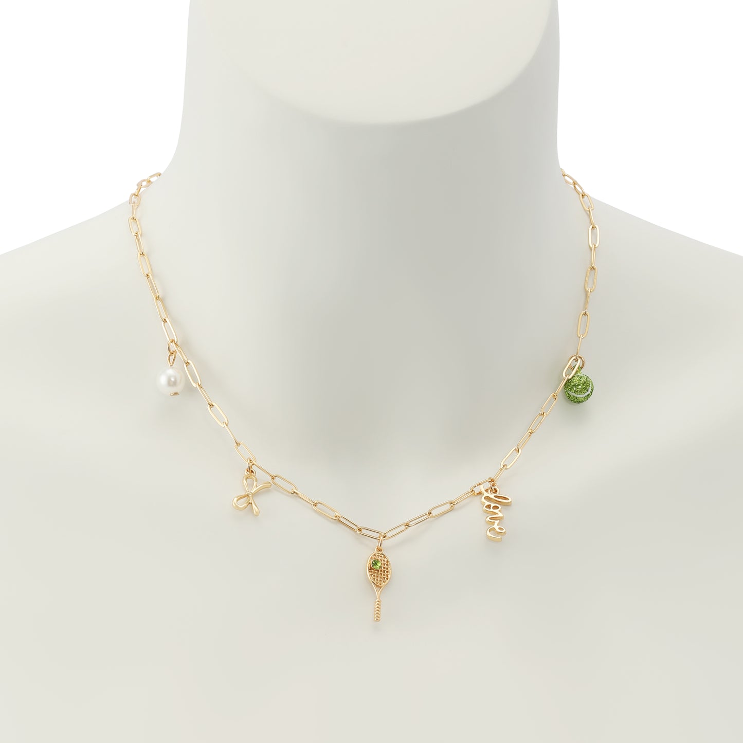 Betsey Johnson Tennis Charm Frontal Necklace