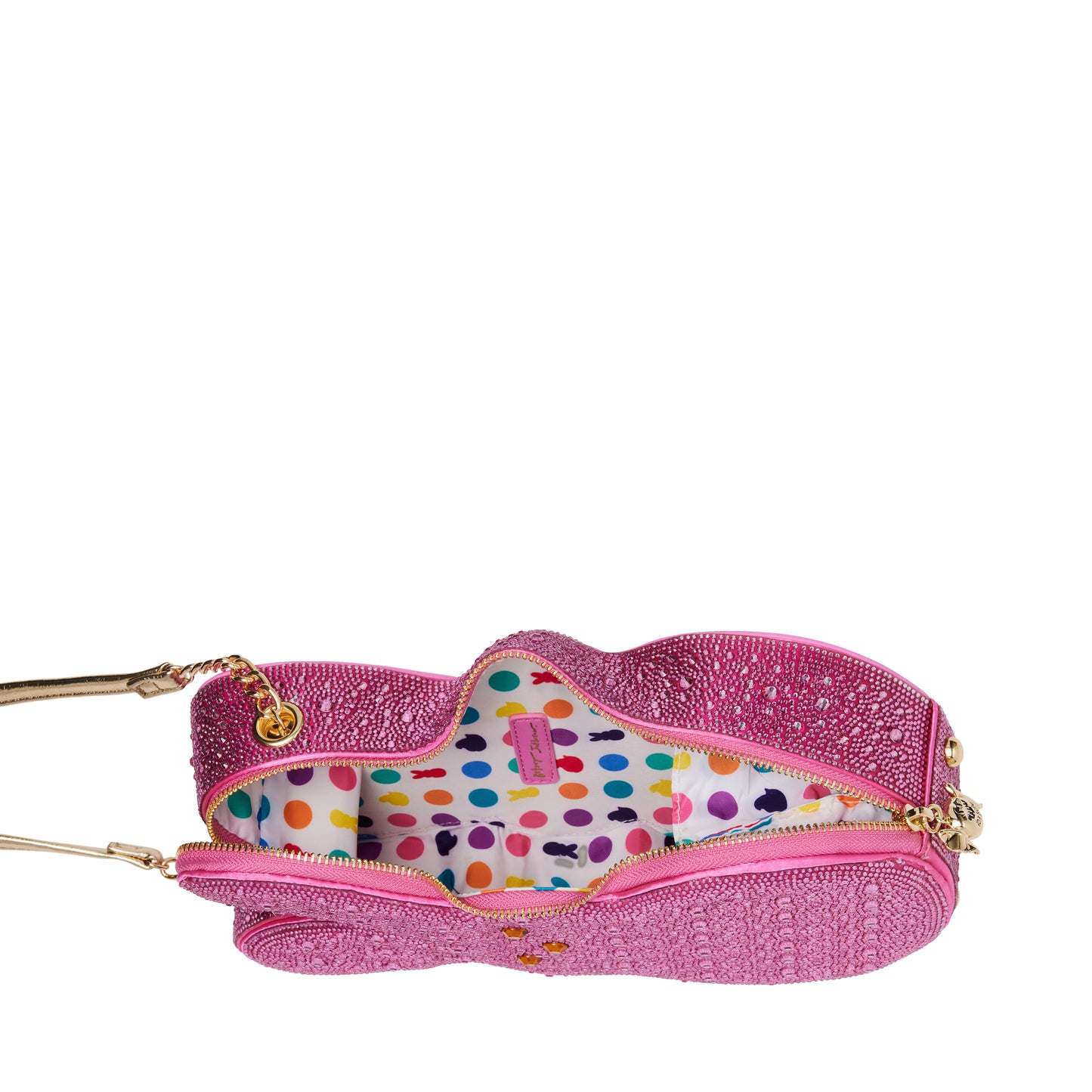 Betsey Johnson Kitsch Rhinestone Peeps Bunny Crossbody Bag Pink