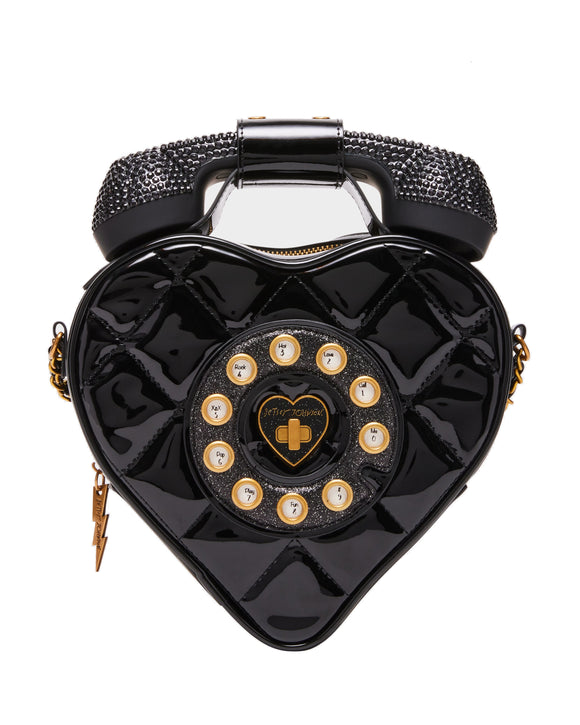 Betsey Johnson Kitsch Phone Tag Crossbody Bag Black