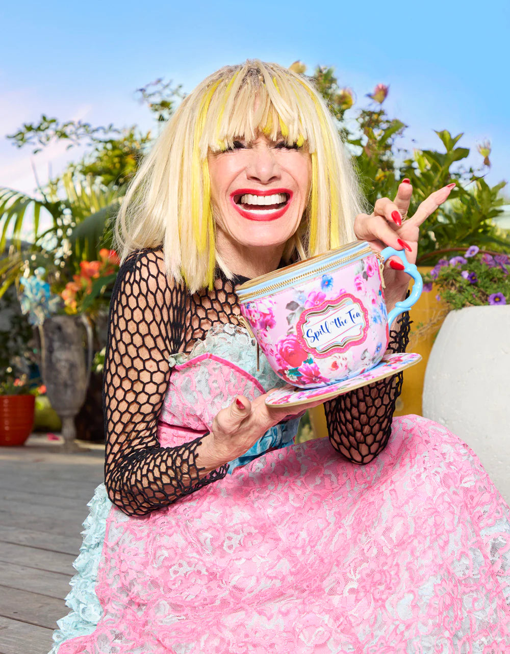 Betsey Johnson Kitsch Spill the Tea Crossbody Bag Pink