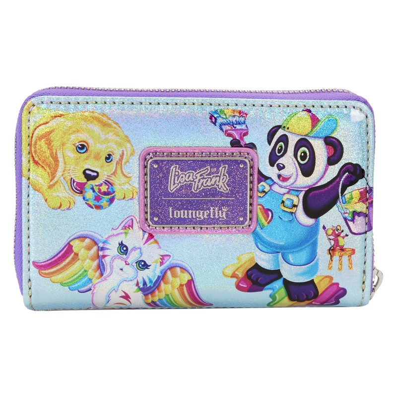 Loungefly Lisa Frank Holographic Glitter Color Block Zip Around Wallet
