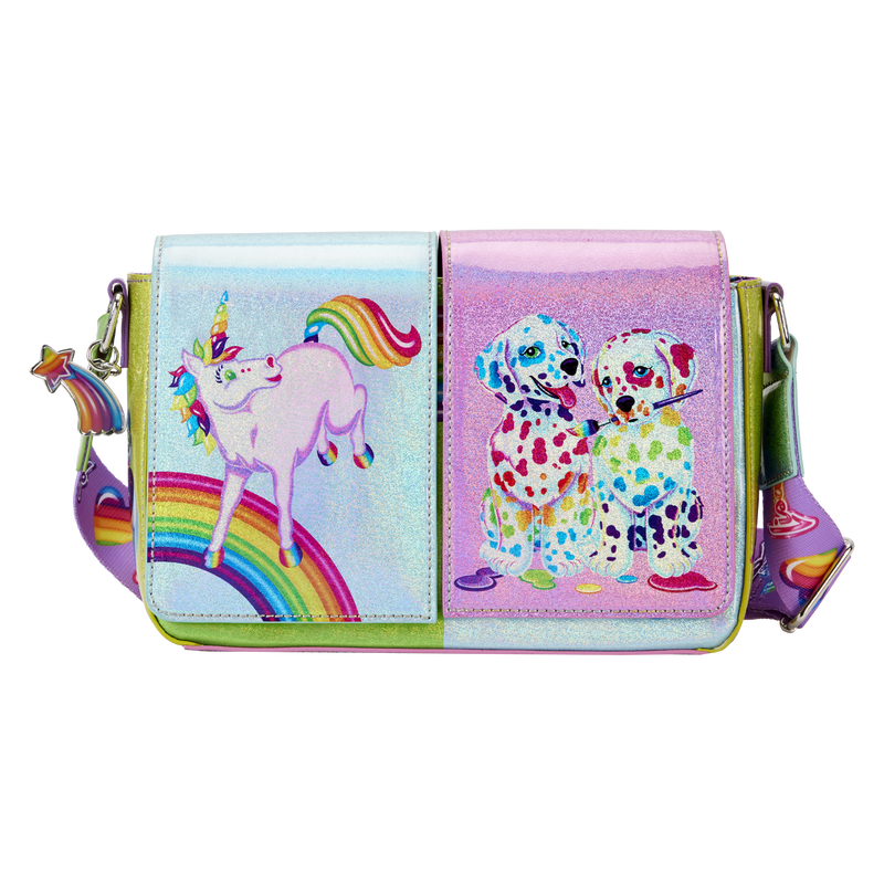 Loungefly Lisa Frank Holographic Glitter Color Block Crossbody Bag