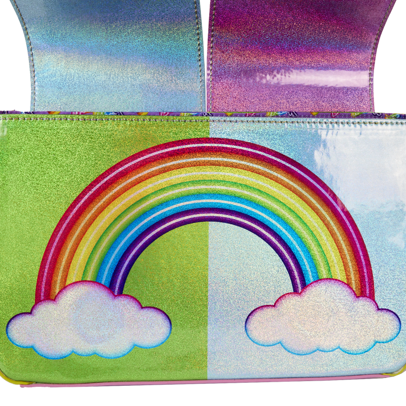 Loungefly Lisa Frank Holographic Glitter Color Block Crossbody Bag