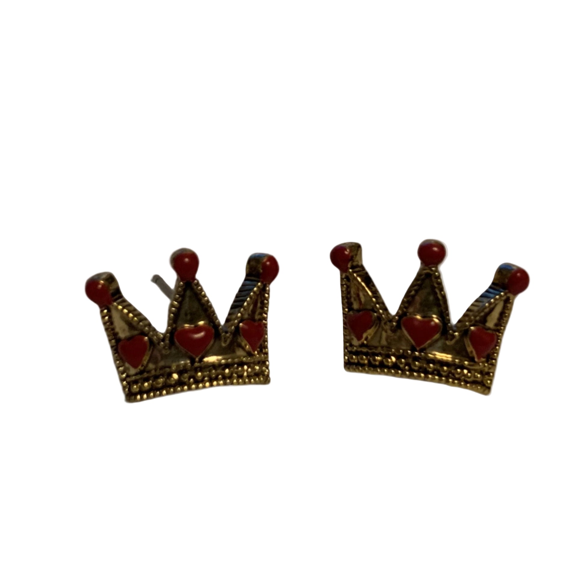 Alice in Wonderland Queen of Hearts Crown Stud Earrings
