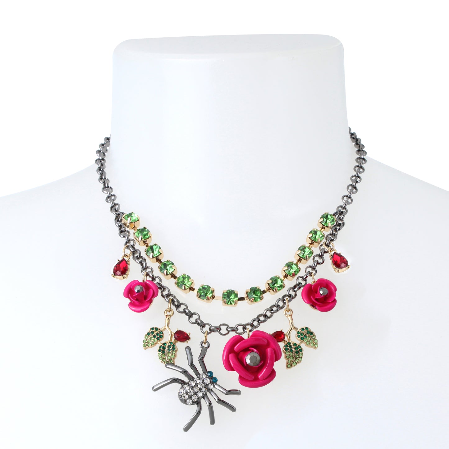 Betsey's 80th Birthday Spider Rose Bib Necklace