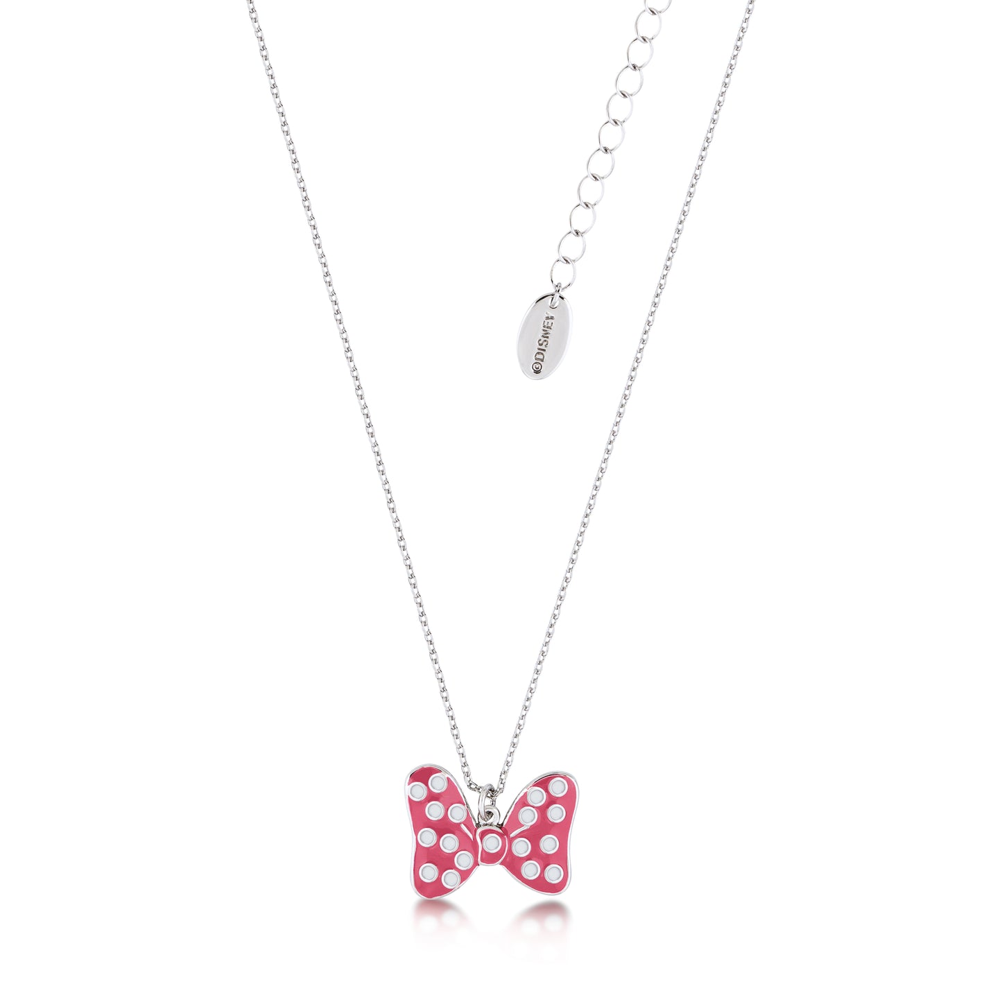 Disney by Couture Kingdom Minnie Mouse Pink Enamel Polka Dot Bow Necklace