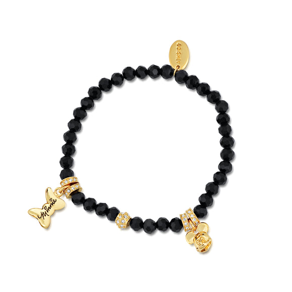 Disney by Couture Kingdom Mickey and Minnie Mouse Black Beaded Bracelet