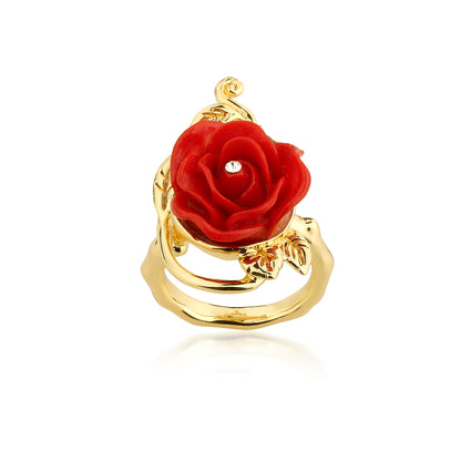 Disney by Couture Kingdom Beauty and the Beast Enchanted Red Rose Ring