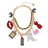 Betsey Johnson Going All Out Statement Charm Necklace