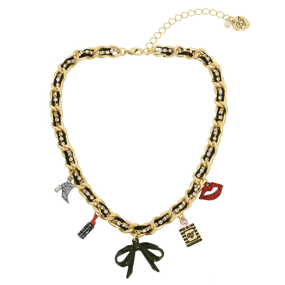 Betsey Johnson Going All Out Charm Chain Necklace