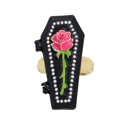 Betsey Johnson Ghoul Friends Rose Coffin Cocktail Ring