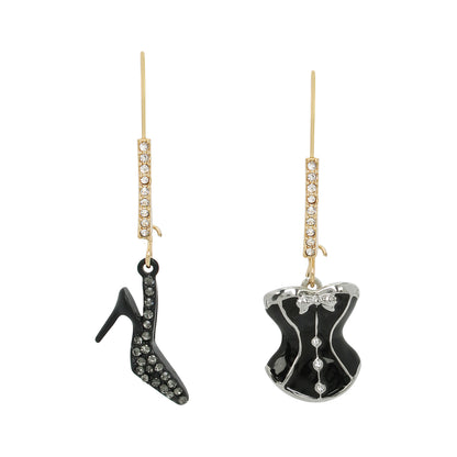 Betsey Johnson Midnight Magic Corset Mismatch Dangle Earrings