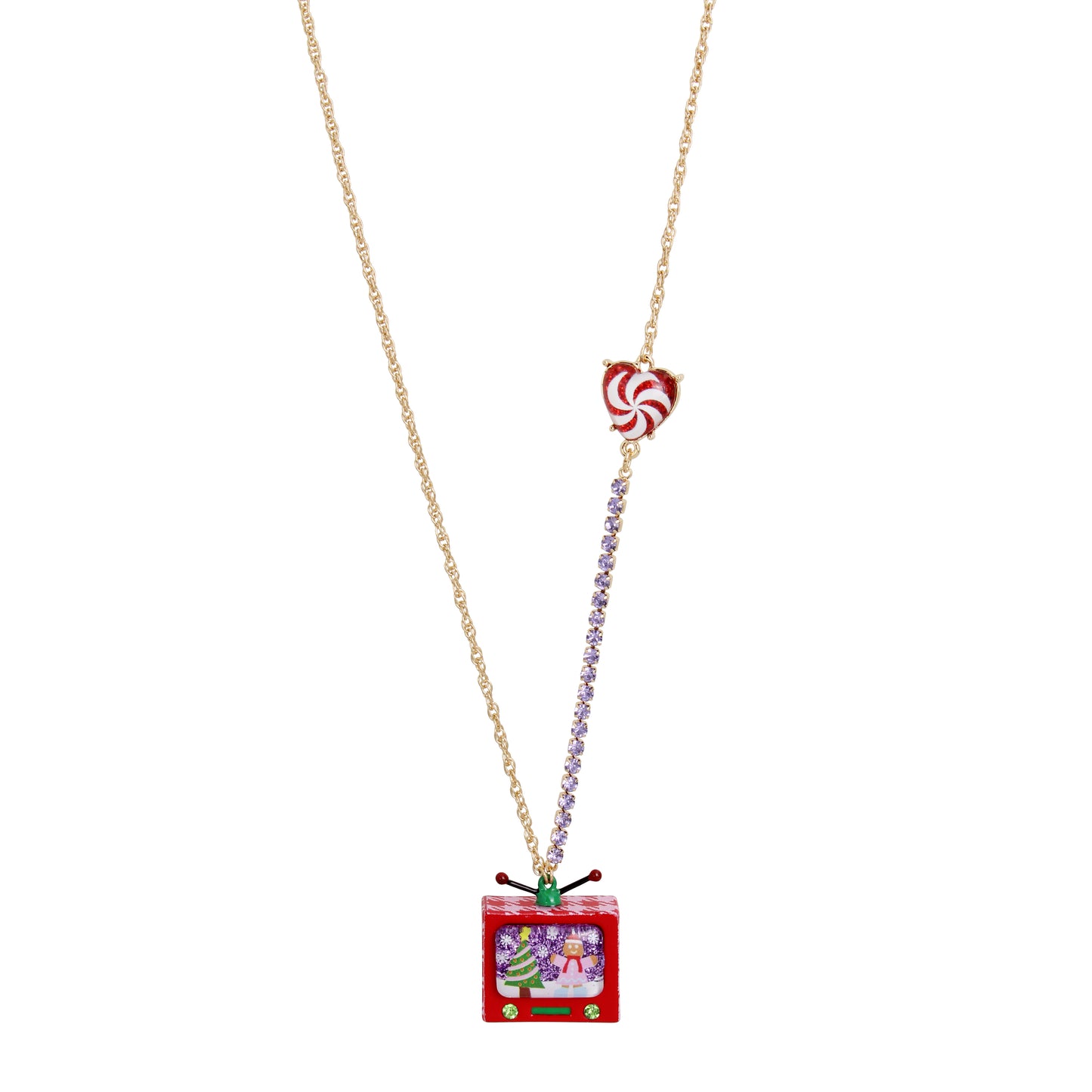 Betsey Johnson Jingle Bell Bling Christmas TV Pendant Necklace