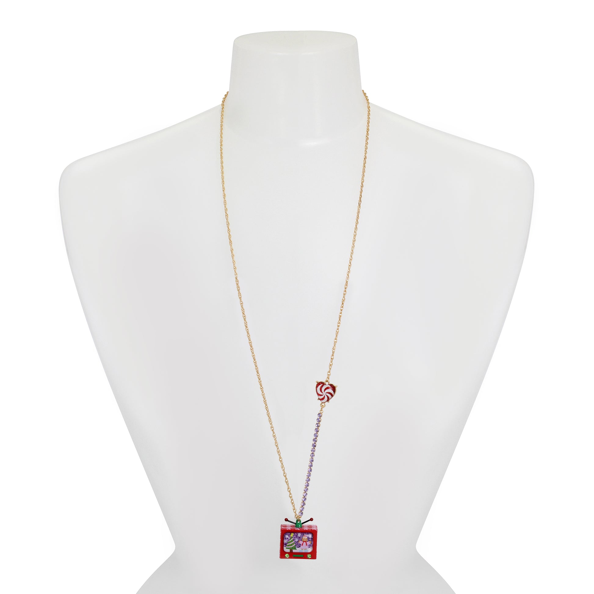 Betsey Johnson Jingle Bell Bling Christmas TV Pendant Necklace