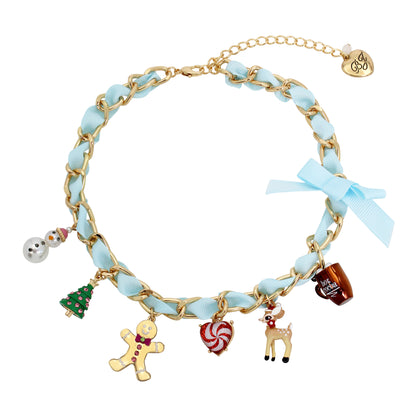 Betsey Johnson Jingle Bell Bling Christmas Charm Bib Necklace