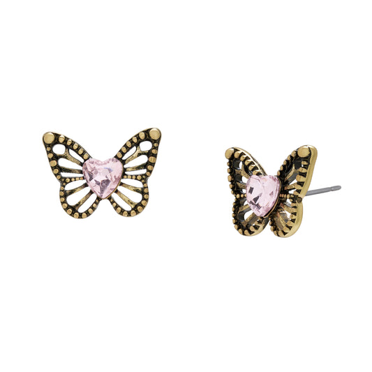 Betsey Johnson Boho Butterfly Openwork Stud Earrings