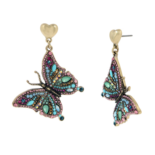 Betsey Johnson Boho Butterfly Drop Earrings