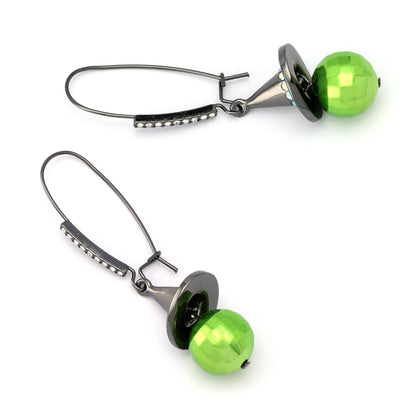 Witch Hat Disco Ball Green Earrings
