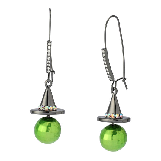 Betsey Johnson Disco Witch Hat Drop Earrings Green