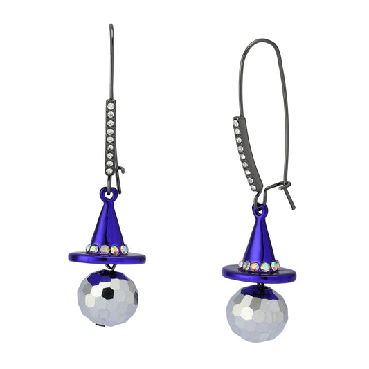 Betsey Johnson Disco Witch Hat Drop Earrings Purple