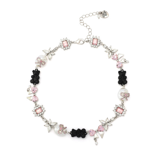 Betsey Johnson Teddy Bear Charm Collar Necklace