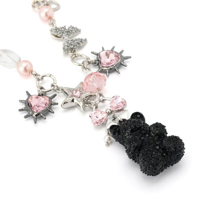 Betsey Johnson Teddy Bear Charm Bib Necklace