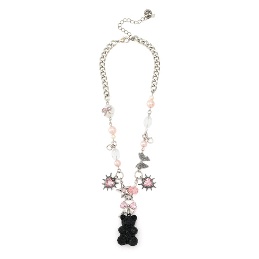 Betsey Johnson Teddy Bear Charm Bib Necklace