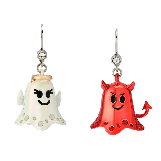 Betsey Johnson Halloween Angel & Devil Mismatch Drop Earrings