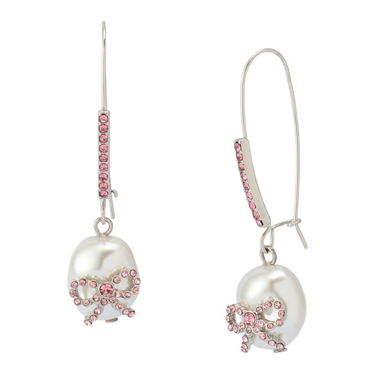 Betsey Johnson Bow Pearl Dangle Earrings
