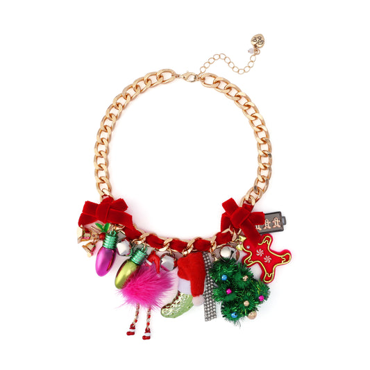 Betsey Johnson Santa Baby Charm Bib Necklace