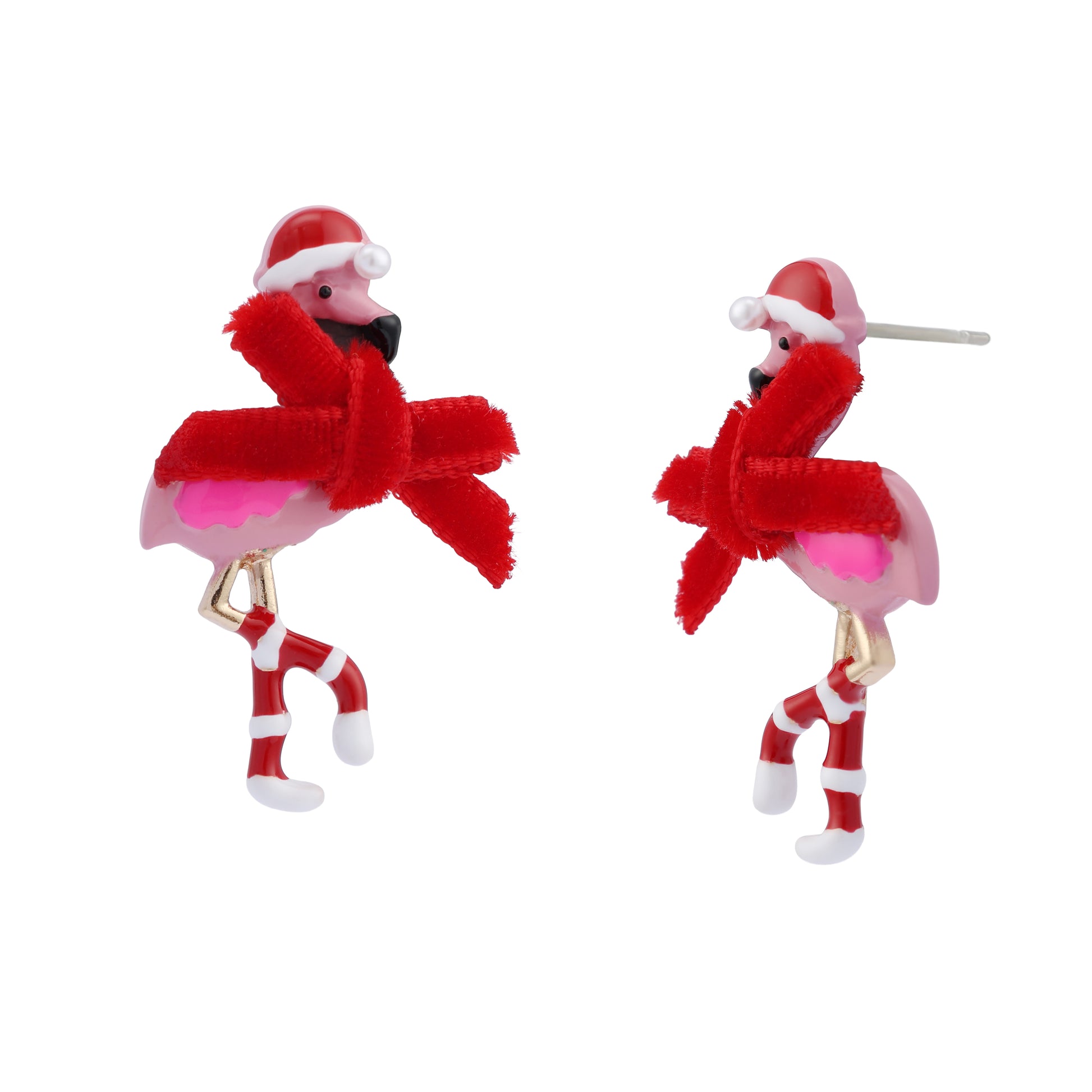 Betsey Johnson Santa Baby Flamingo Earrings