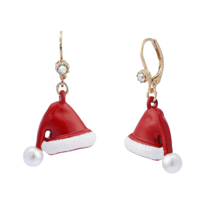 Betsey Johnson Santa Baby Santa Hat Drop Earrings