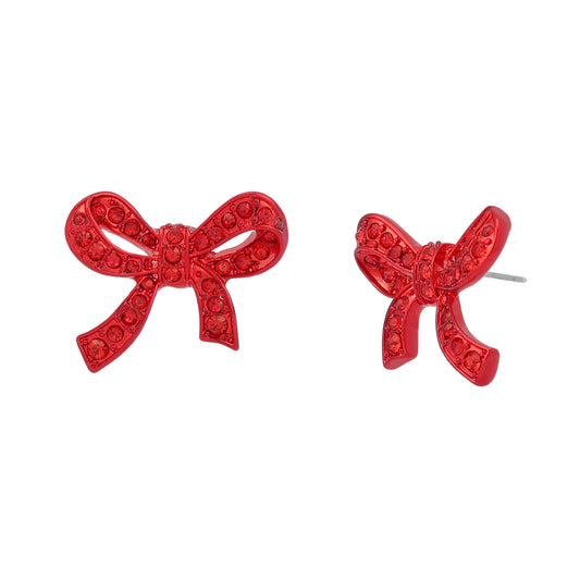 Betsey Johnson Love Spell Pavé Bow Stud Earrings