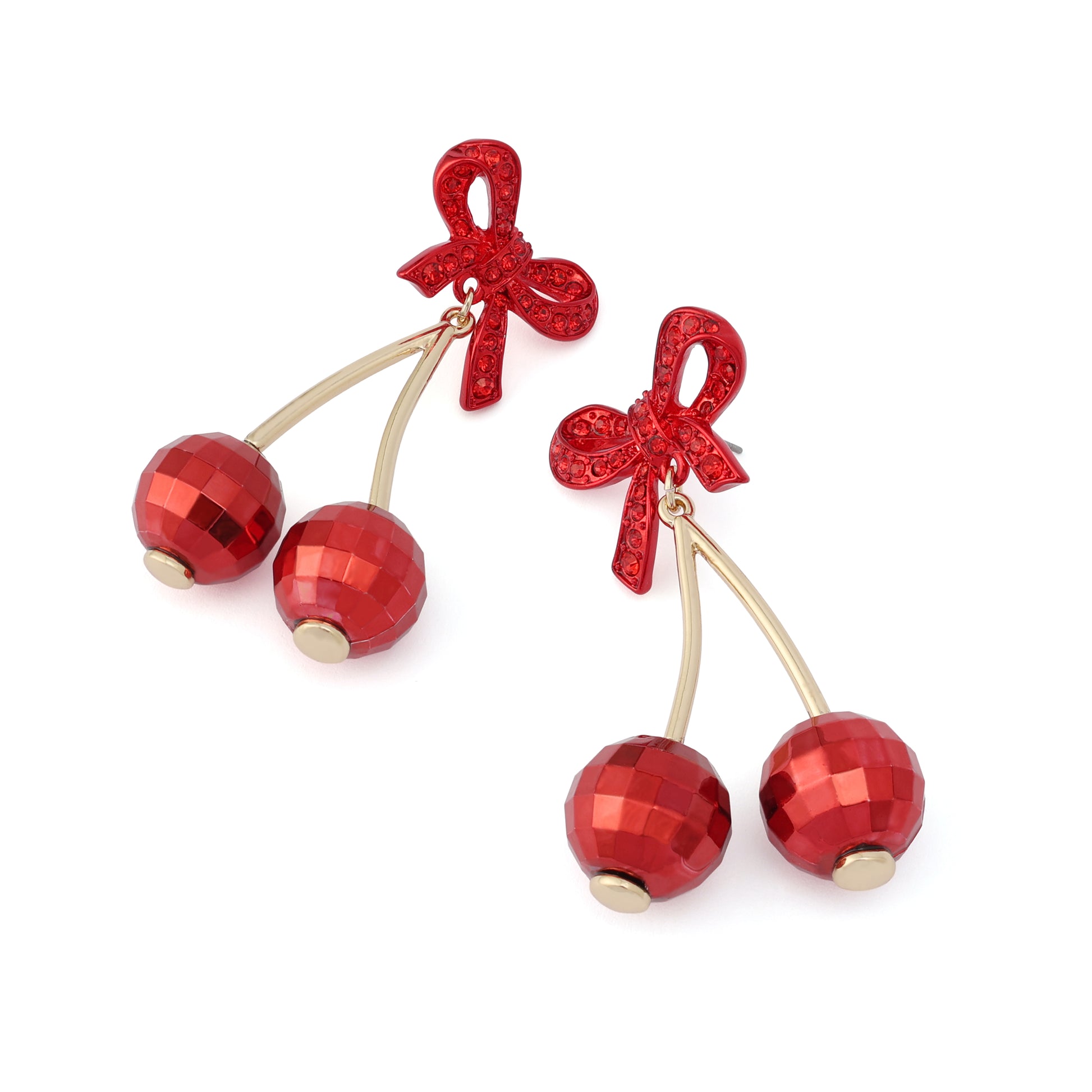 Betsey Johnson Love Spell Bow Cherry Drop Earrings