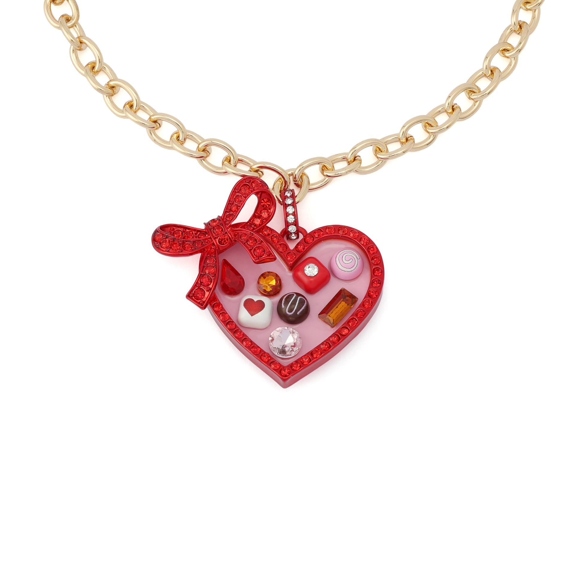 Betsey Johnson Love Spell Heart Chocolate Box Pendant Necklace