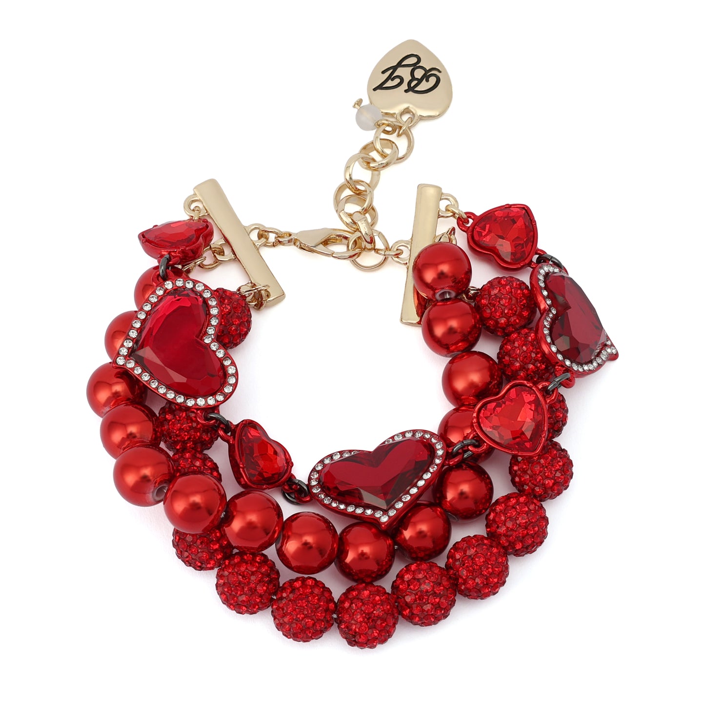 Betsey Johnson Love Spell Heart Multi Row Bracelet