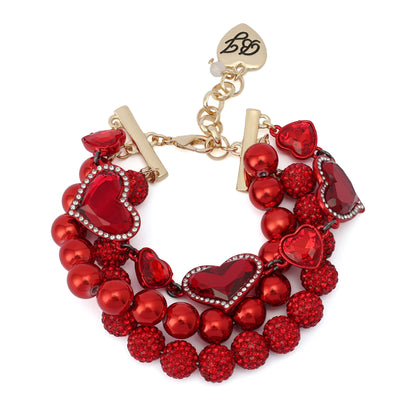 Betsey Johnson Love Spell Heart Multi Row Bracelet