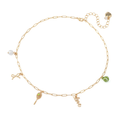 Betsey Johnson Tennis Charm Frontal Necklace