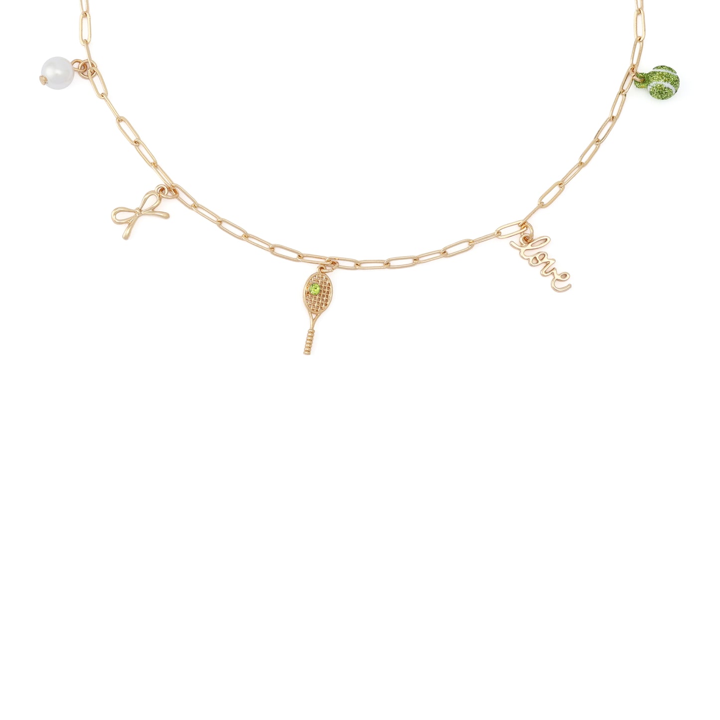 Betsey Johnson Tennis Charm Frontal Necklace