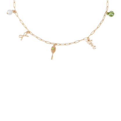 Betsey Johnson Tennis Charm Frontal Necklace