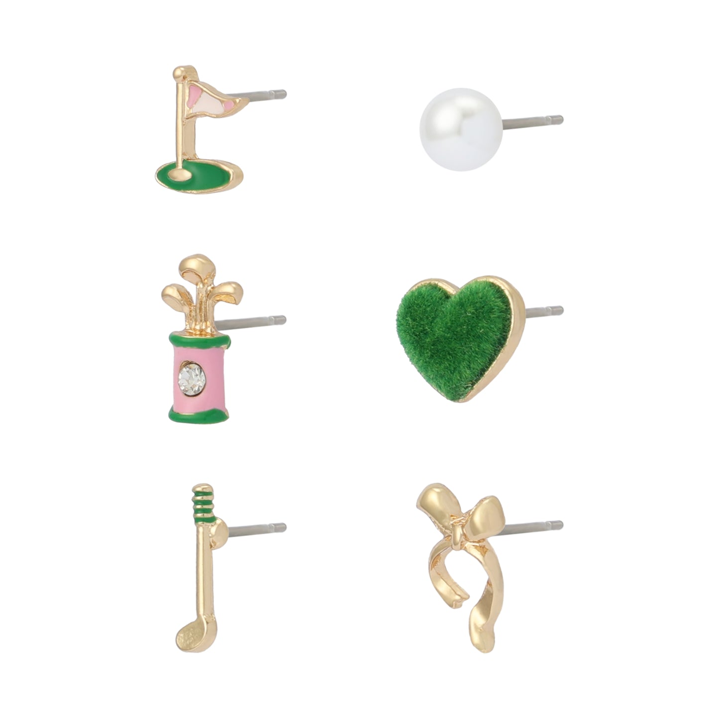 Betsey Johnson Mismatch Golf Stud Earring Set