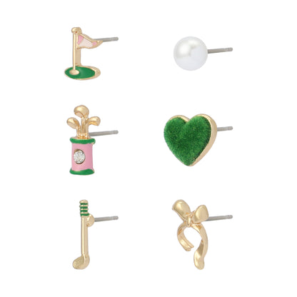 Betsey Johnson Mismatch Golf Stud Earring Set
